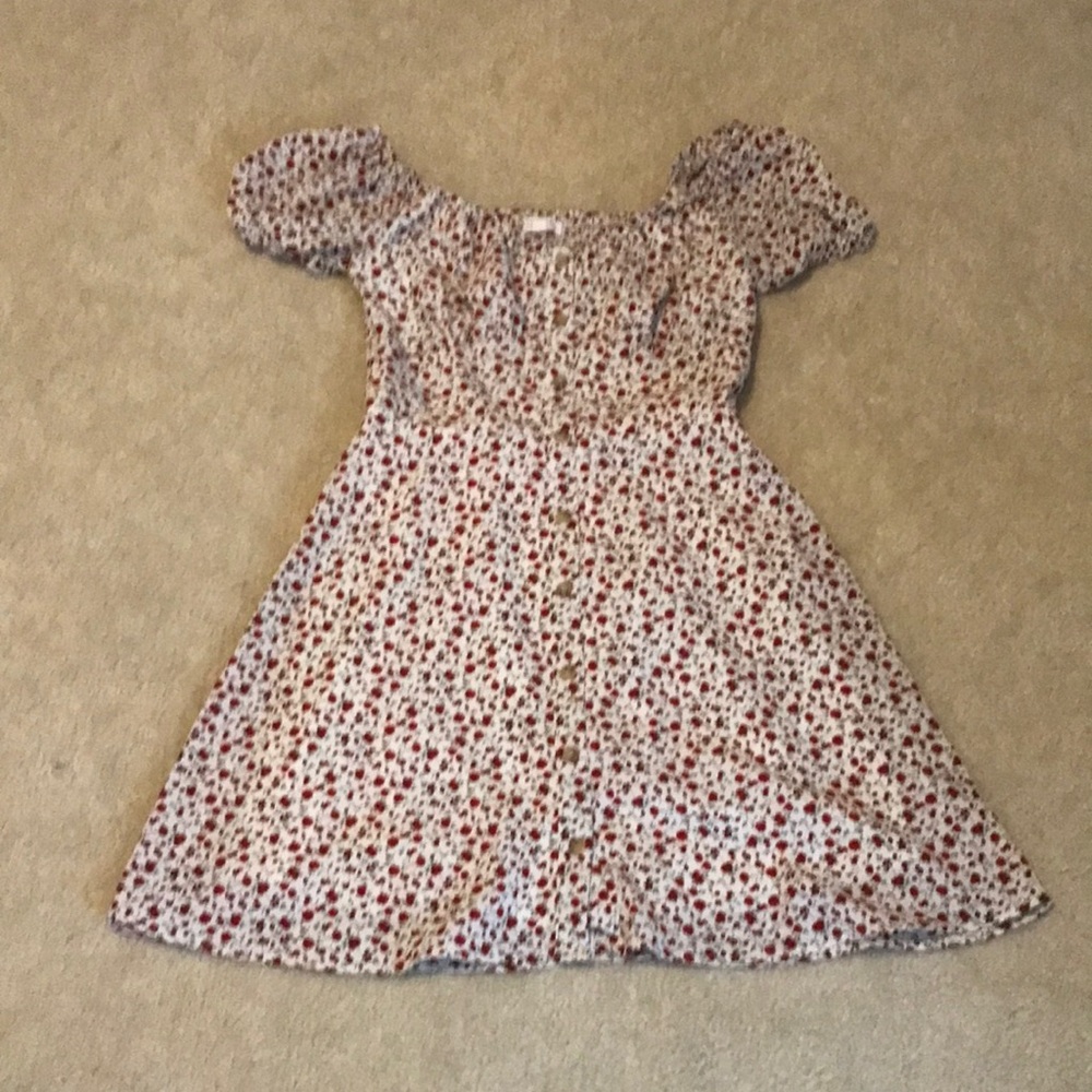 Floral Cottagecore Dress - Red and White